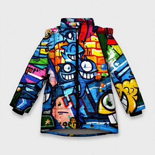 Зимняя куртка для девочки Graffiti Exclusive / 3D-Светло-серый – фото 1