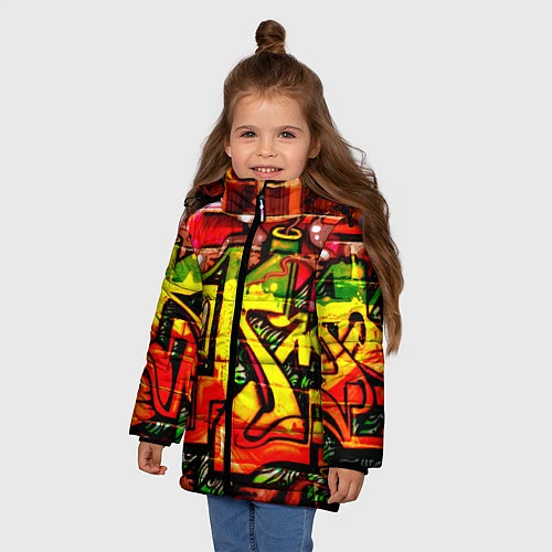 Зимняя куртка для девочки Red Graffiti / 3D-Черный – фото 3