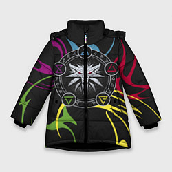 Куртка зимняя для девочки Сила Ведьмака, цвет: 3D-черный