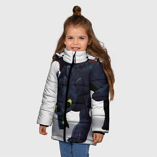 Зимняя куртка для девочки Как приручить дракона / 3D-Черный – фото 3