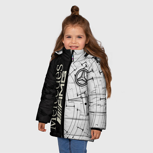 Зимняя куртка для девочки Mercedes AMG: Techno Style / 3D-Черный – фото 3