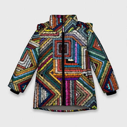 Зимняя куртка для девочки Этнический ковровый орнамент / 3D-Светло-серый – фото 1