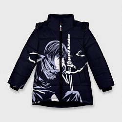 Куртка зимняя для девочки Бездомный бог, цвет: 3D-черный