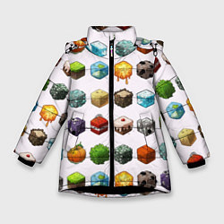 Куртка зимняя для девочки Minecraft Cubes, цвет: 3D-черный