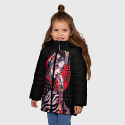 Куртка зимняя для девочки Гейша, цвет: 3D-черный — фото 2