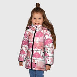 Куртка зимняя для девочки Рай фламинго, цвет: 3D-светло-серый — фото 2