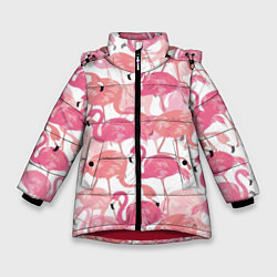 Куртка зимняя для девочки Рай фламинго, цвет: 3D-красный