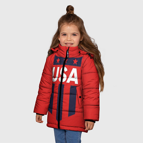 Зимняя куртка для девочки USA / 3D-Черный – фото 3