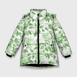 Куртка зимняя для девочки Пышная растительность, цвет: 3D-черный