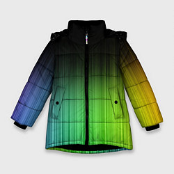 Куртка зимняя для девочки Неоновые полосы - Минимализм, цвет: 3D-черный