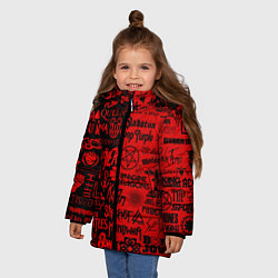 Куртка зимняя для девочки ЛОГОТИПЫ РОК ГРУПП, цвет: 3D-красный — фото 2