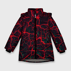 Зимняя куртка для девочки Молнии красные абстрактные