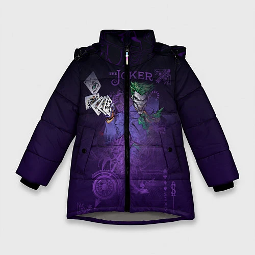 Зимняя куртка для девочки Joker and playing cards / 3D-Светло-серый – фото 1