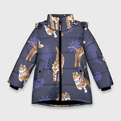 Куртка зимняя для девочки Тигриный прайд, цвет: 3D-черный