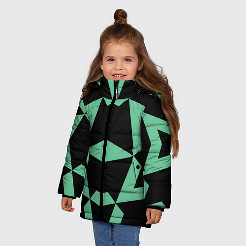 Зимняя куртка для девочки Abstract zigzag pattern / 3D-Черный – фото 3