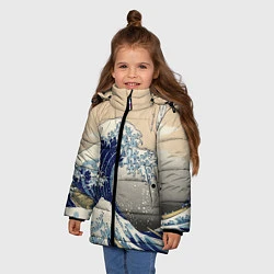 Куртка зимняя для девочки Kanagawa Wave Art, цвет: 3D-черный — фото 2