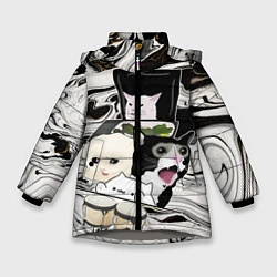 Куртка зимняя для девочки Woman yelling at cat, цвет: 3D-светло-серый