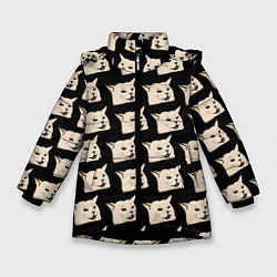 Куртка зимняя для девочки Woman yelling at cat, цвет: 3D-черный