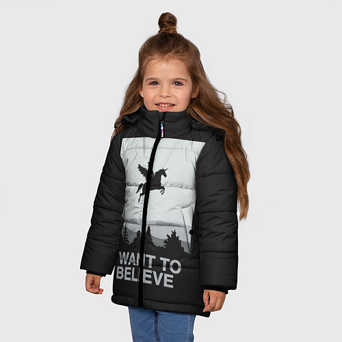 Зимняя куртка для девочки I want to believe / 3D-Черный – фото 3