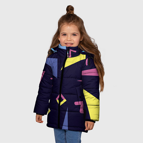 Зимняя куртка для девочки Танец геометрии / 3D-Черный – фото 3