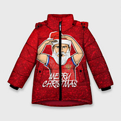 Куртка зимняя для девочки Новогодний Дзюба Russia, цвет: 3D-красный