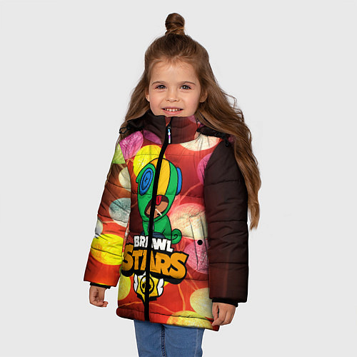 Зимняя куртка для девочки BRAWL STARS НОВОГОДНИЙ / 3D-Черный – фото 3
