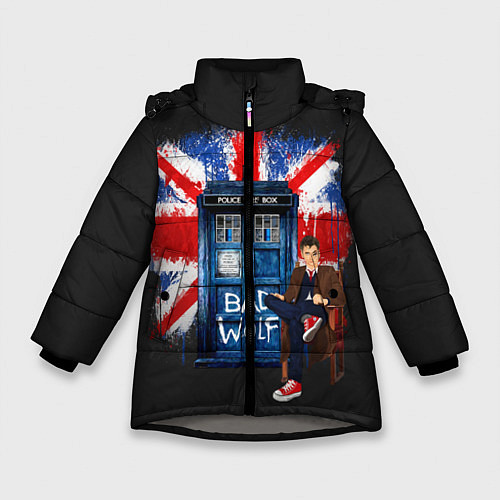 Зимняя куртка для девочки Doctor Who: Bad Wolf / 3D-Светло-серый – фото 1