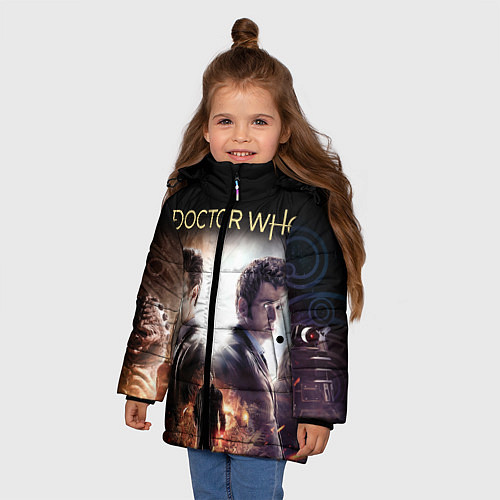 Зимняя куртка для девочки Доктор Кто / 3D-Черный – фото 3
