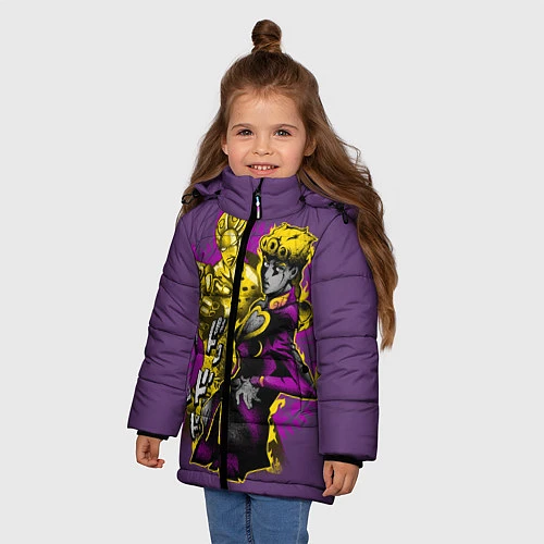 Зимняя куртка для девочки Приключения ДжоДжо / 3D-Черный – фото 3