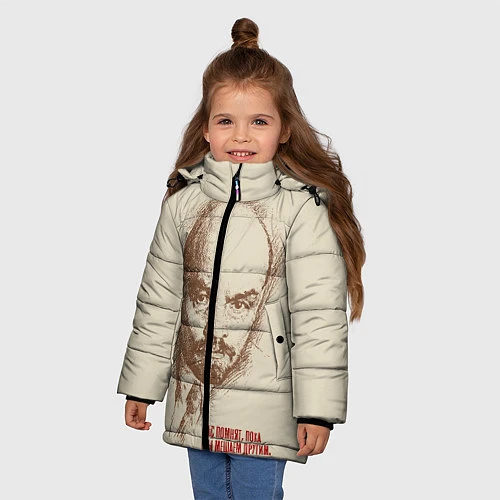 Зимняя куртка для девочки Ленин / 3D-Светло-серый – фото 3