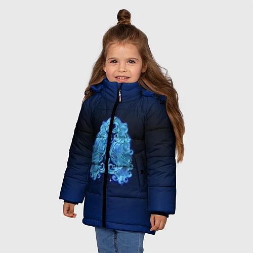 Зимняя куртка для девочки Знаки Зодиака Дева / 3D-Черный – фото 3