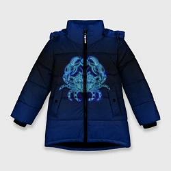 Куртка зимняя для девочки Знаки Зодиака Рак, цвет: 3D-черный