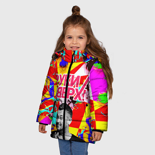 Зимняя куртка для девочки Руки Вверх / 3D-Черный – фото 3