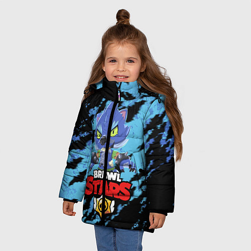 Зимняя куртка для девочки BRAWL STARS ОБОРОТЕНЬ LEON / 3D-Черный – фото 3