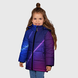 Куртка зимняя для девочки Фиолетово 3d волны 2020, цвет: 3D-черный — фото 2
