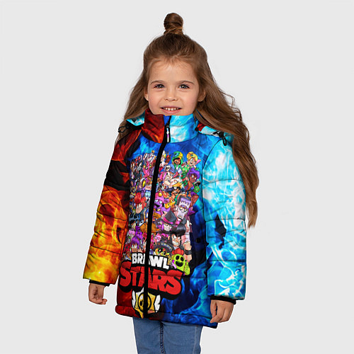 Зимняя куртка для девочки BRAWL STARS ВСЕ ПЕРСОНАЖИ / 3D-Черный – фото 3