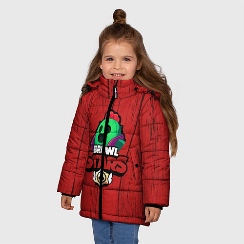 Зимняя куртка для девочки Brawl Stars SPIKE / 3D-Черный – фото 3