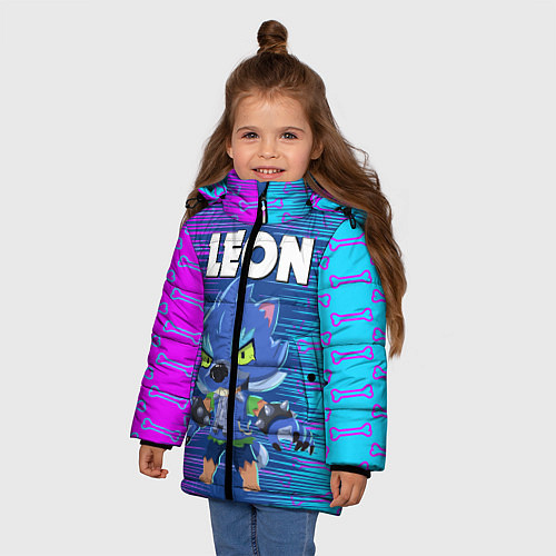Зимняя куртка для девочки BRAWL STARS LEON ОБОРОТЕНЬ / 3D-Черный – фото 3