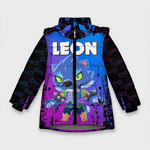 Зимняя куртка для девочки BRAWL STARS LEON ОБОРОТЕНЬ / 3D-Светло-серый – фото 1
