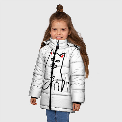 Зимняя куртка для девочки Meme Cat / 3D-Черный – фото 3
