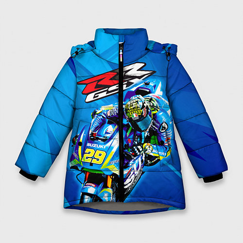 Зимняя куртка для девочки Suzuki MotoGP / 3D-Светло-серый – фото 1