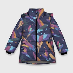 Куртка зимняя для девочки Райские попугаи, цвет: 3D-светло-серый