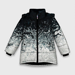 Куртка зимняя для девочки Вода абстракция, цвет: 3D-черный