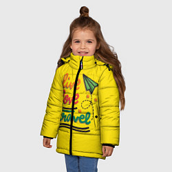 Куртка зимняя для девочки Жизнь, любовь, путешествия, цвет: 3D-черный — фото 2