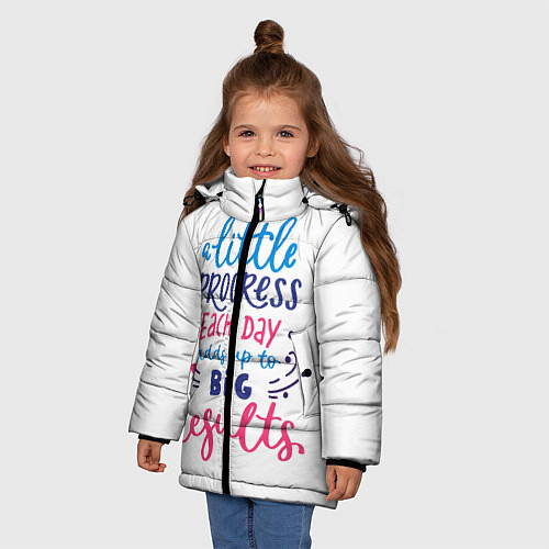 Зимняя куртка для девочки Полезная мотивация для работы / 3D-Черный – фото 3