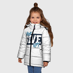 Куртка зимняя для девочки Never give up белый, цвет: 3D-светло-серый — фото 2