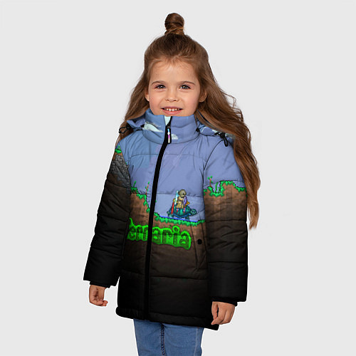 Зимняя куртка для девочки Terraria game / 3D-Черный – фото 3