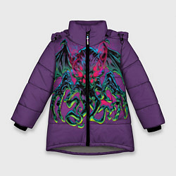Куртка зимняя для девочки Ктулху, цвет: 3D-светло-серый