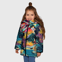 Куртка зимняя для девочки Абстрактный рисунок, цвет: 3D-красный — фото 2