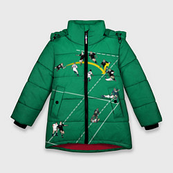 Куртка зимняя для девочки Игра в регби, цвет: 3D-красный